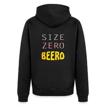lustiger Bierspruch, Beer, Bier, Size Biero - Unisex Premium Bio Zip Hoodie - Schwarz - Hinten - Nico (187cm)