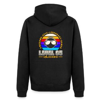 Level 65 - Unisex Premium Organic Zip Hoodie - black - Back - Nico (187cm)