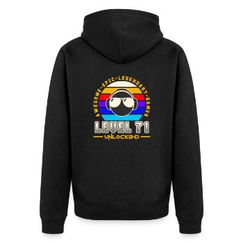 Level 71 - Unisex Premium Organic Zip Hoodie - black - Back - Nico (187cm)