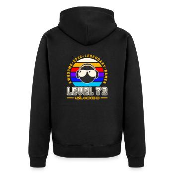 Level 72 - Unisex Premium Organic Zip Hoodie - black - Back - Nico (187cm)