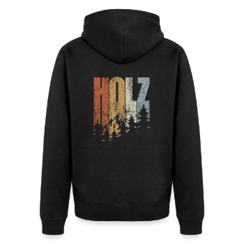 Holz - Wald - Brennholz - Schreiner Spruch - Unisex Premium Bio Zip Hoodie - Schwarz - Hinten - Nico (187cm)