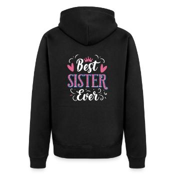 Best sister - Unisex Premium Organic Zip Hoodie - black - Back - Nico (187cm)