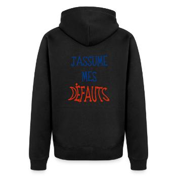 j'assume mes défauts - Veste à capuche bio Premium Unisexe - noir - Dos - Nico (187cm)