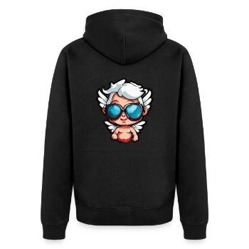 Cupid / Love / Arrow / Heart / Valentine's Day - Unisex Premium Organic Zip Hoodie - black - Back - Nico (187cm)