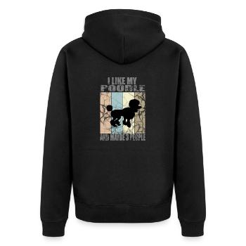 ICH MAG MEINEN PUDEL - Unisex Premium Bio Zip Hoodie - Schwarz - Hinten - Nico (187cm)
