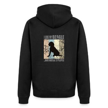 ICH MAG MEINEN BEAGLE und vielleicht 3 Personen - Unisex Premium Bio Zip Hoodie - Schwarz - Hinten - Nico (187cm)
