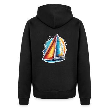 Pirate Ship / Boat / Sea / Ocean / Waves - Unisex Premium Organic Zip Hoodie - black - Back - Nico (187cm)