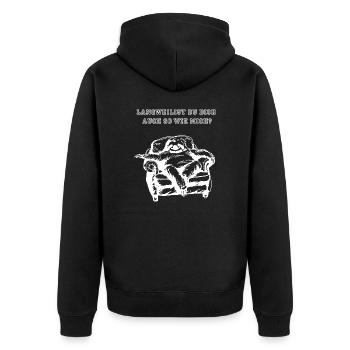 Langweilst Du Dich auch so wie mich weiß - Unisex Premium Bio Zip Hoodie - Schwarz - Hinten - Nico (187cm)