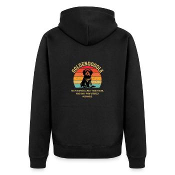 Goldendoodle Retro Sunset - Unisex Premium Organic Zip Hoodie - black - Back - Nico (187cm)