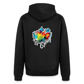 Ahornblatt / Herbst / Laub / Wald / Natur - Unisex Premium Bio Zip Hoodie - Schwarz - Hinten - Nico (187cm)