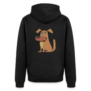 hund lustig - Unisex Premium Bio Zip Hoodie - Schwarz - Hinten - Nico (187cm)