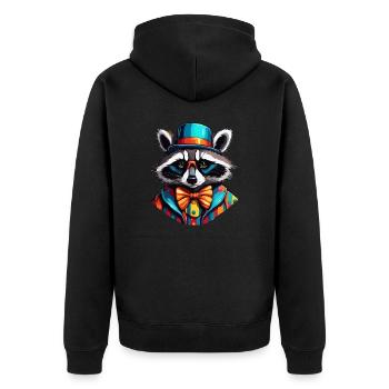 Clown Animal / Cirque / Drôle / Coloré / Raton laveur - Veste à capuche bio Premium Unisexe - noir - Dos - Nico (187cm)