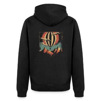 Heissluftballon über den Bergen nur für schwarz - Unisex Premium Bio Zip Hoodie - Schwarz - Hinten - Nico (187cm)