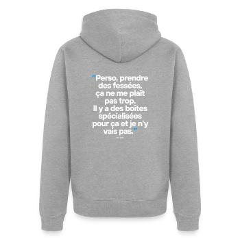 Citation célèbre footballeur coach - Veste à capuche bio Premium Unisexe - gris chiné - Dos - Nico (187cm)