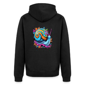 Partyschnecke bunte Weinbergschnecke - Unisex Premium Bio Zip Hoodie - Schwarz - Hinten - Nico (187cm)