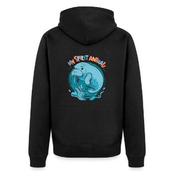 Dugong Mon Animal Spirituel J’Adore Lamantins - Veste à capuche bio Premium Unisexe - noir - Dos - Nico (187cm)