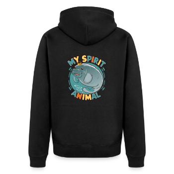 Dugong Mon Animal Spirituel J’Adore Lamantins - Veste à capuche bio Premium Unisexe - noir - Dos - Nico (187cm)