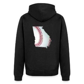 Georgia (USA) | real baseball | Map - Unisex Premium Organic Zip Hoodie - black - Back - Nico (187cm)