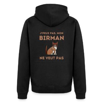 Chat sacré de Birmanie Birman - Veste à capuche bio Premium Unisexe - noir - Dos - Nico (187cm)
