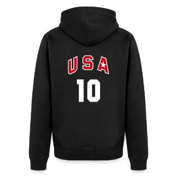 USA redeem Team - Unisex Premium Organic Zip Hoodie - black - Back - Nico (187cm)