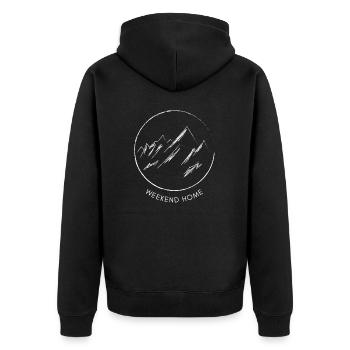 Berge/ Wochenende-Hause / Weekend Home - Unisex Premium Organic Zip Hoodie - black - Back - Nico (187cm)