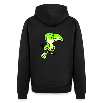 papagei - Unisex Premium Bio Zip Hoodie - Schwarz - Hinten - Nico (187cm)