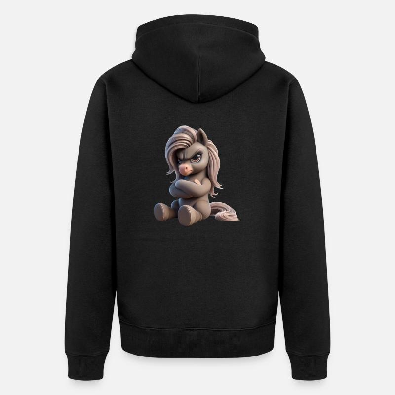 Pony grimmig 1 - Unisex Premium Bio Zip Hoodie - Schwarz