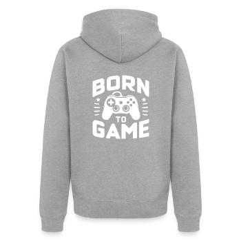Né pour le jeu - Veste à capuche bio Premium Unisexe - gris chiné - Dos - Nico (187cm)