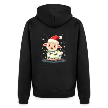 Weihnachtsschaf - Unisex Premium Bio Zip Hoodie - Schwarz - Hinten - Nico (187cm)