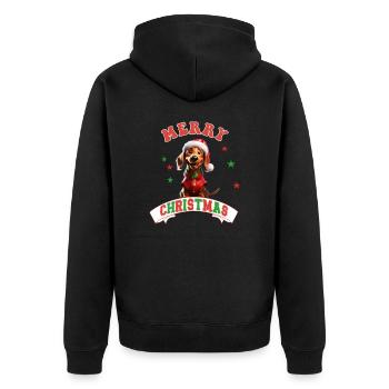 Merry Christmas Dachshund cute Santa Dog - Unisex Premium Organic Zip Hoodie - black - Back - Nico (187cm)