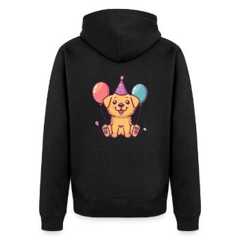 Golden Retriever Hunde Geburtstag Comic - Unisex Premium Bio Zip Hoodie - Schwarz - Hinten - Nico (187cm)