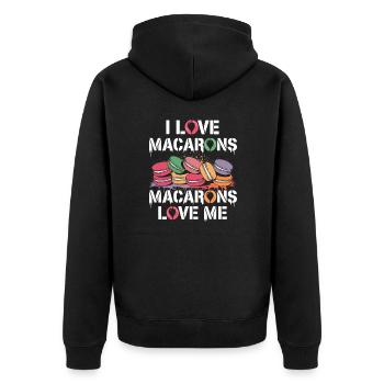 Macarons for the soul - Unisex Premium Organic Zip Hoodie - black - Back - Nico (187cm)