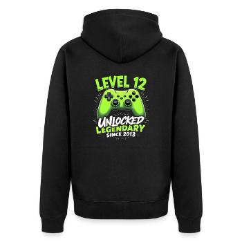 Level 12 Birthday Boy Gamer 12th Birthday - Unisex Premium Organic Zip Hoodie - black - Back - Nico (187cm)