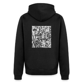 L’œil dans l’abstraction - Veste à capuche bio Premium Unisexe - noir - Dos - Nico (187cm)