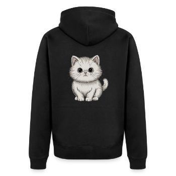 Perserkatze - Unisex Premium Bio Zip Hoodie - Schwarz - Hinten - Nico (187cm)