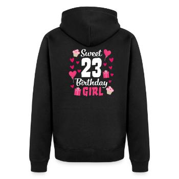 Sweet 23 anniversaire de fille anniversaire - Veste à capuche bio Premium Unisexe - noir - Dos - Nico (187cm)