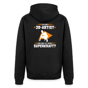 Ich bin 3D Artist witziger Spruch Designen - Unisex Premium Bio Zip Hoodie - Schwarz - Hinten - Nico (187cm)
