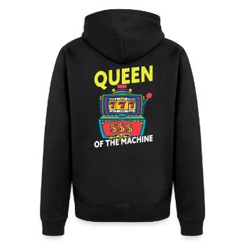 Queen Of The Machine Funny Slot Machine Casino - Unisex Premium Organic Zip Hoodie - black - Back - Nico (187cm)