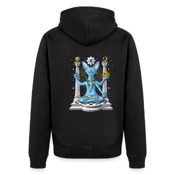 Sphynx Katze Psychedelische Shiva - Unisex Premium Bio Zip Hoodie - Schwarz - Hinten - Nico (187cm)