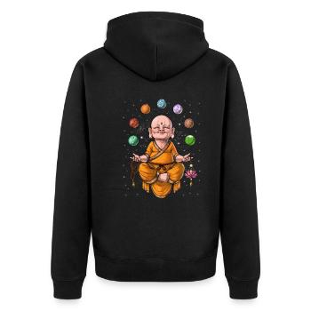 Buddha-Baby - Unisex Premium Bio Zip Hoodie - Schwarz - Hinten - Nico (187cm)