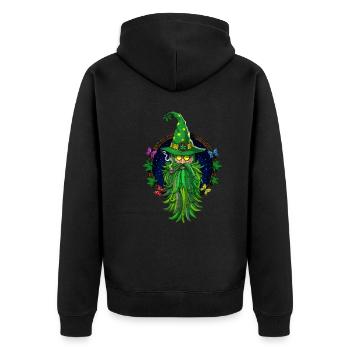 Weed Wizard Kiffer - Unisex Premium Bio Zip Hoodie - Schwarz - Hinten - Nico (187cm)