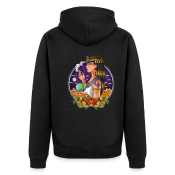 Altägyptische Königin Kleopatra - Unisex Premium Bio Zip Hoodie - Schwarz - Hinten - Nico (187cm)