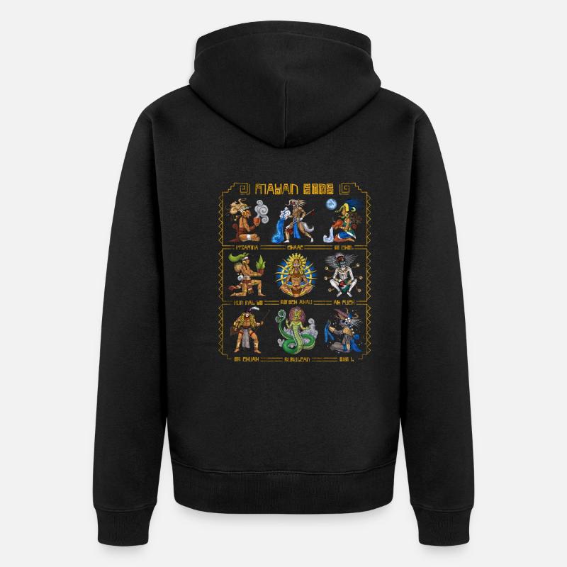 Dieux de l’ancienne civilisation maya - Veste à capuche bio Premium Unisexe - noir