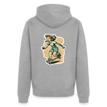Skater Girl - Veste à capuche bio Premium Unisexe - gris chiné - Dos - Nico (187cm)