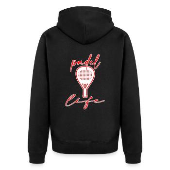 Padel Padel tennis Padel fashion PADEL-life - Unisex Premium Organic Zip Hoodie - black - Back - Nico (187cm)
