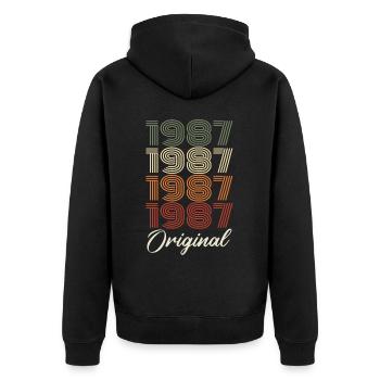 1987 Cadeau D'anniversaire Vintage Original 1987 - Veste à capuche bio Premium Unisexe - noir - Dos - Nico (187cm)