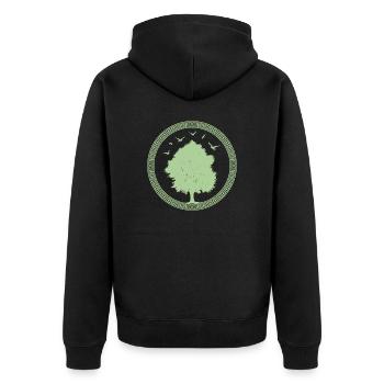Baum des Lebens - Unisex Premium Bio Zip Hoodie - Schwarz - Hinten - Nico (187cm)