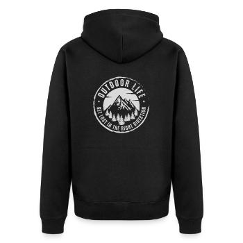 Mountain Sports Hiking Adventure Nature. Funny sayings - Unisex Premium Organic Zip Hoodie - black - Back - Nico (187cm)