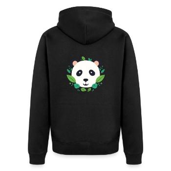 Panda Frieden - Unisex Premium Bio Zip Hoodie - Schwarz - Hinten - Nico (187cm)