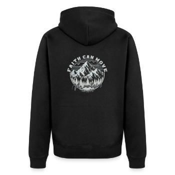 Faith can move Mountains, christliches Geschenk. - Unisex Premium Bio Zip Hoodie - Schwarz - Hinten - Nico (187cm)